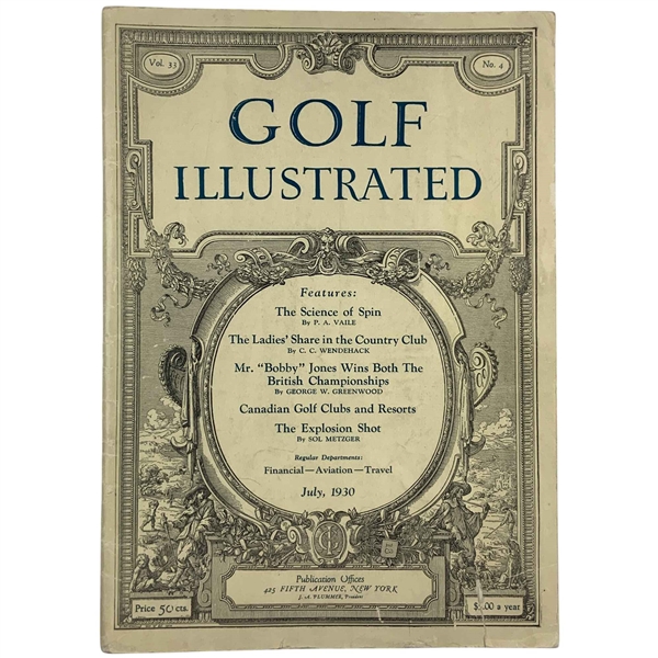 1930 Golf Illustrated Magazine Bobby Jones Grand Slam British Amateur July Issue