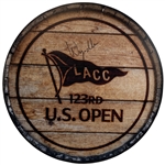 Wyndham Clark Signed 2023 US Open at Los Angeles Country Club Barrel Head Style Wooden Sign JSA ALOA