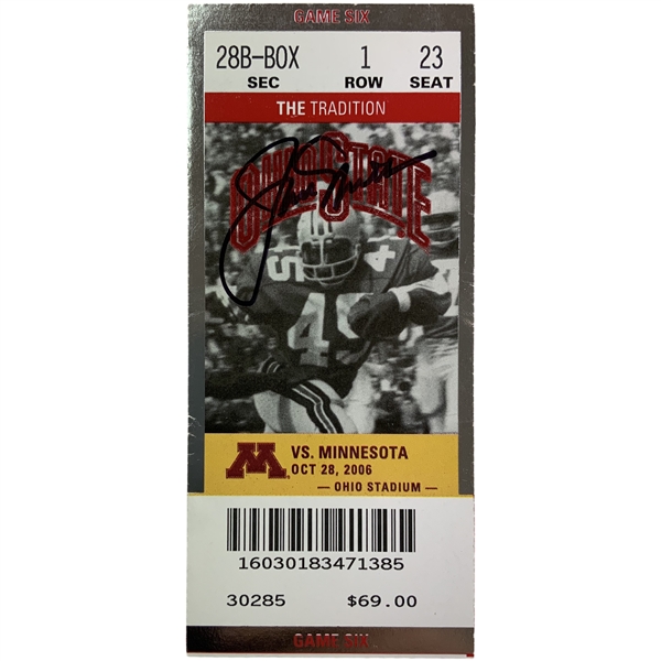Jack Nicklaus Signed 2006 Ohio State vs Minnesota Football Ticket - Jack Dotted "I" JSA ALOA
