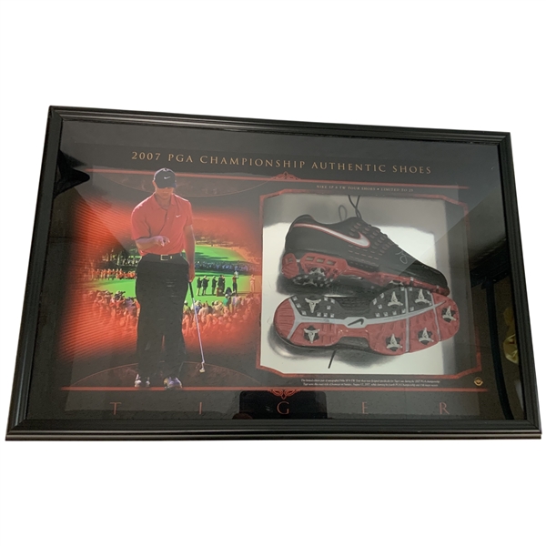 Tiger Woods Signed Nike SP 8 TW Tour Golf Shoe Extremely Ltd Ed /25 Display UDA Shadowbox
