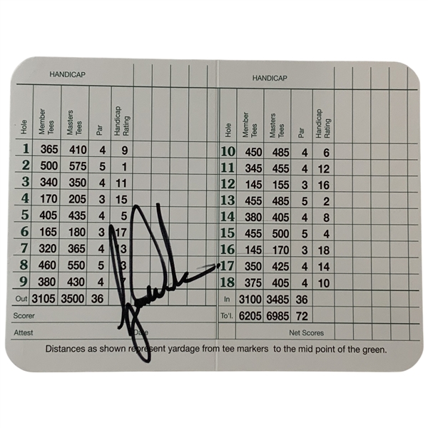 Tiger Woods Signed Augusta National Golf Club Scorecard JSA #YY12127