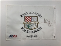 Tiger Woods Signed 2000 US Open Pebble Beach Wire-to-Wire Ltd Ed #55/500 Embroidered UDA Flag