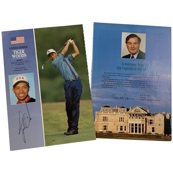 Tiger Woods Signed 1995 Open Championship at St. Andrews Program Page - Open Debut! JSA ALOA