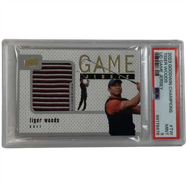 2023 Upper Deck Goodwin Champions Tiger Woods UD Game Jersey Card UDGJ-TW PSA 9 Mint