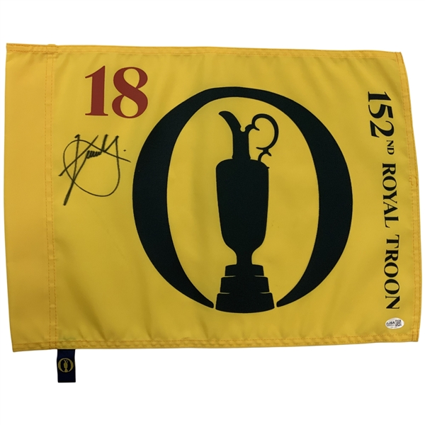 Xander Schauffele Signed 2024 Open Championship at Royal Troon Yellow Screen Flag JSA #CM67393