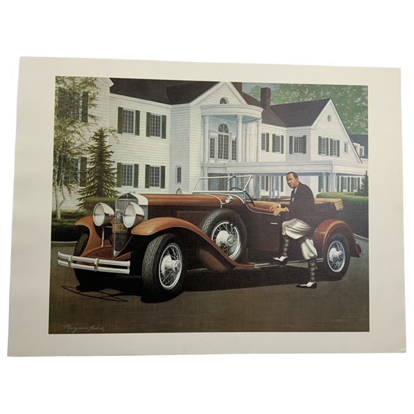 Mary Ann Lasher, Classic Roadster and Golfer at Estate, Offset Lithograph Print