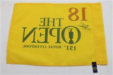 Brian Harman Signed 2023 The Open Championship at Royal Liverpool Yellow Screen Flag JSA ALOA