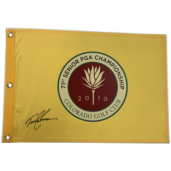 Tom Lehman Signed 2010 Senior PGA Championship at Colorado GC Flag JSA ALOA