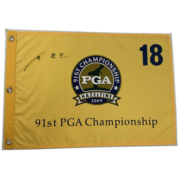 Y.E. Yang Signed 2009 PGA Championship at Hazeltine Flag JSA ALOA