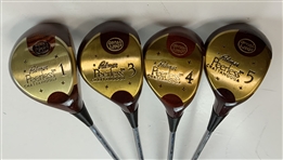 Set of Four Palmer Peerless Chattanooga Densitized Persimmon Wood Golf Clubs