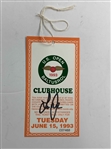 A Collection of Four Lee Janzen Signed 1993 U.S. Open Clubhouse Admission Badges and Ticket Envelope JSA ALOA
