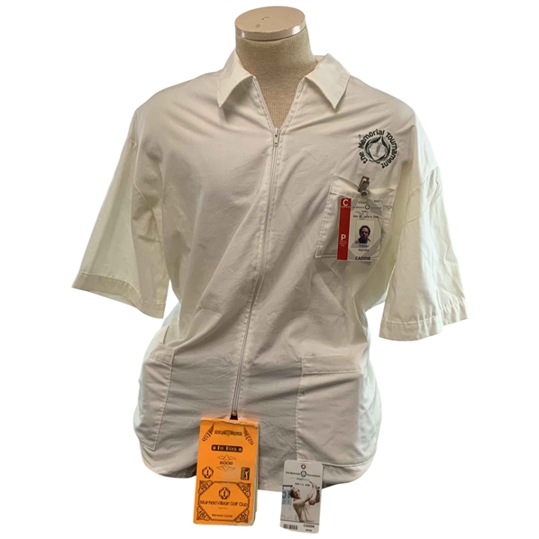 2006 The Memorial Tournament Caddie Used Uniform, Yardage Book & ID for Edoardo Molinari