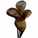 A Set of Four Vintage MacGregor Tourney Tommy Armour Signature Persimmon Wood Golf Clubs