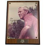 Arnold Palmer Signed Inscribed Photograph on 1983 Commemorative Golf Trophy Plaque JSA ALOA