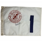 Andy North Signed 1985 US Open at Oakland Hills Hole 1 Stitched Flag JSA ALOA