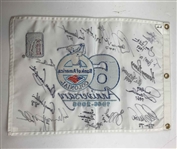 Tom Watson & (19) Champs Signed Bank of America Colonial 60th Anniversary Golf Pin Flag w/ Dates JSA ALOA