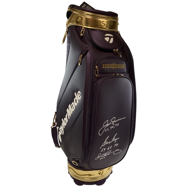 Rory McIlroy, Jack Nicklaus & Gary Player Signed Grand Slam TaylorMade Open Championship Staff Bag w/ Dates JSA ALOA