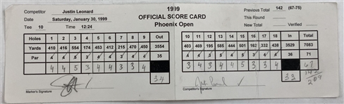 Leonard, Duval, Fiori & Five Others Signed 1995-1999 Phoenix Open Official Scorecards