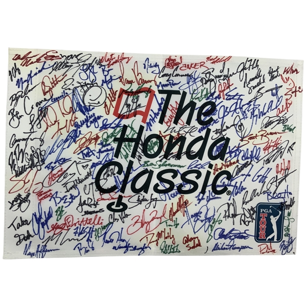Tiger Woods, Rory McIlroy & Field Signed Honda Classic Flag JSA ALOA