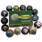 Collection of 19 Vintage Wrapped Golf Balls Including Dunlop, Slazenger, and Penfold