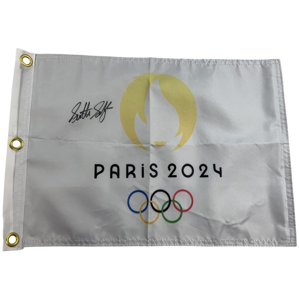 Scottie Scheffler Signed 2024 Paris Olympics Golf Pin Flag JSA ALOA