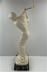 Mid 20th Century Italian Artist Amilcare Santini Marble Golfer Sculpture on Base