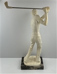 Mid 20th Century Italian Artist Amilcare Santini Marble Golfer Sculpture on Base