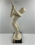 Mid 20th Century Italian Artist Amilcare Santini Marble Golfer Sculpture on Base