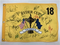 US & Europe 26x Signed 2008 Ryder Cup at Valhalla Flag w/ Flags JSA ALOA
