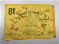 US & Europe 26x Signed 2008 Ryder Cup at Valhalla Flag w/ Flags JSA ALOA