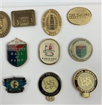 A Collection of 31 Golf Themed Lapel Pins Representing Major Championships and Organizations