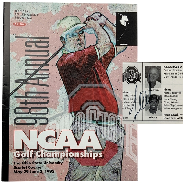 Tiger Woods Signed 1995 NCAA Division I Mens Golf Championships Tournament Program JSA #XX21530