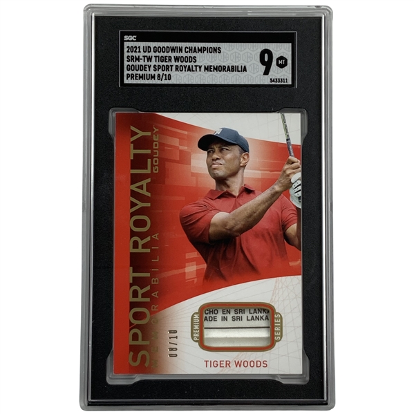 2021 Upper Deck Goodwin Champions Tiger Woods Goudey Sport Royalty Memorabilia Premium Card 08/10 SGC 9 MT