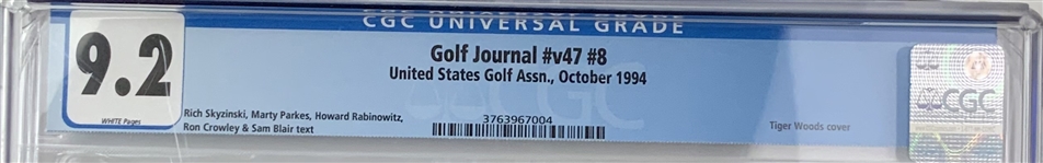 1994 Golf Journal Volume 47 Number 8 Tiger Woods Cover CGC 9.2