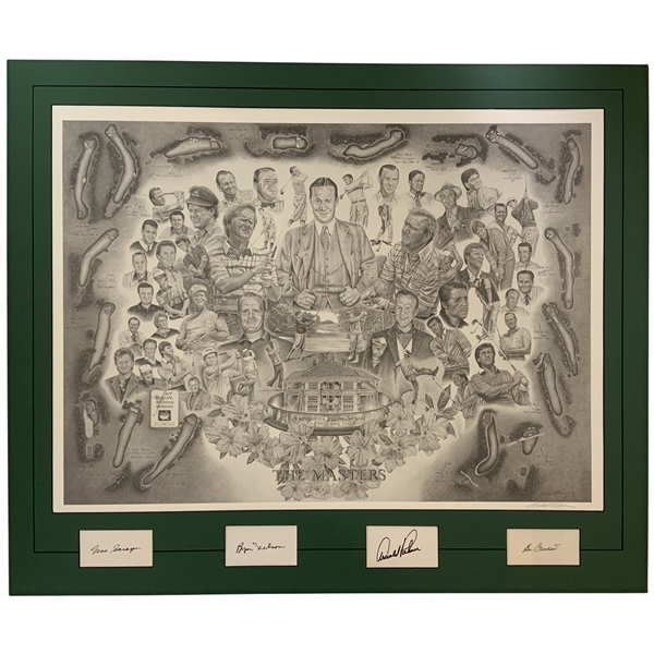 Palmer, Sarazen, Nelson & Crenshaw Cut Signatures With The Masters Commemorative Print JSA ALOA
