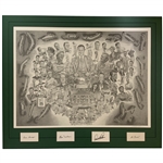Palmer, Sarazen, Nelson & Crenshaw Cut Signatures With The Masters Commemorative Print JSA ALOA