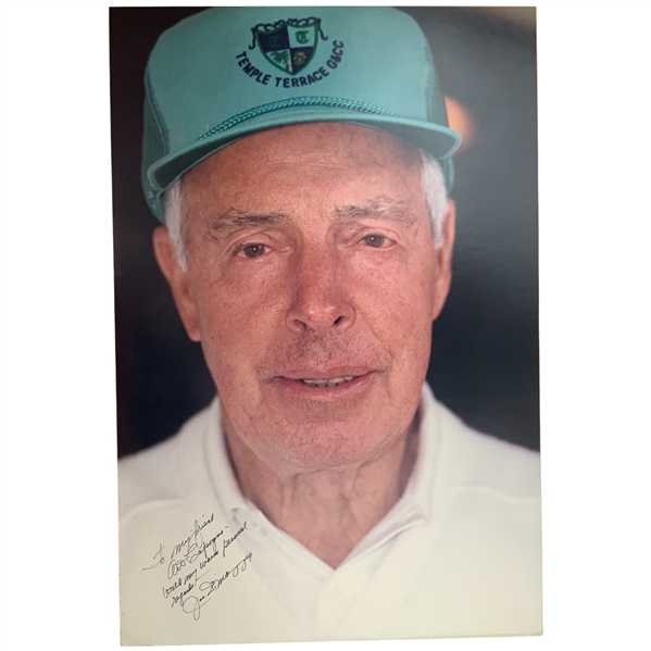 Joe DiMaggio Signed Huge Portrait Photograph in Temple Terrace G & CC Hat JSA ALOA
