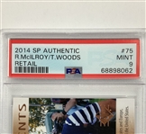 2014 SP Authentic #75 Rory McIlroy / Tiger Woods Authentic Moments Retail PSA 9 Mint