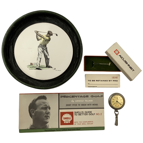 A Collection of Vintage Golf Memorabilia Including New Haven Golfometer and Arnold Palmer Shell Promotional Brochure