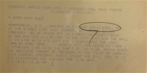 1941 Craig Wood Speedray Original International News Photos Press Photograph at Winged Foot Golf Club