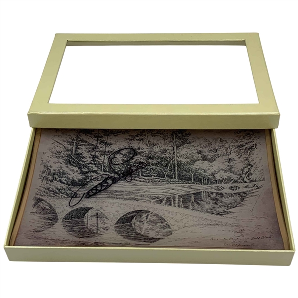 Bernhard Langer Signed Lee Wybranski Augusta National Hole 12 Masters Glass Tray in Original Box JSA ALOA