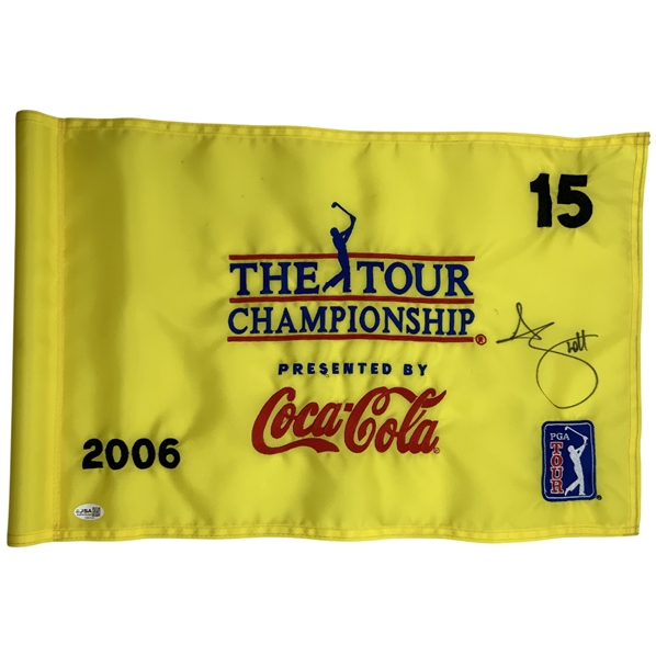 Adam Scott Signed 2006 Match Used Tour Championship Yellow Hole 15 Pin Flag JSA #CM67228