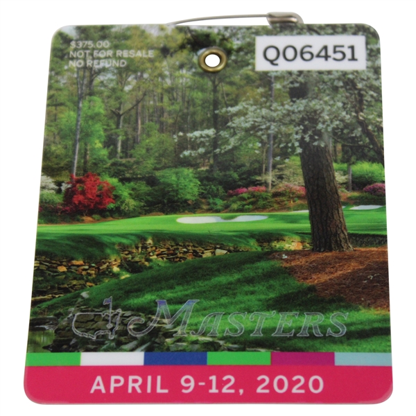 2020 Masters Tournament SERIES Badge #Q06451 - Dustin Johnson Winner