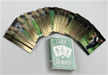 A Collection of 2001 Upper Deck Tiger Woods Tiger s Tales Cards and a Sealed Golf Heroes Playing Card Deck