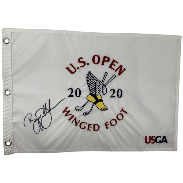 Bryson DeChambeau Signed Official 2020 U.S. Open Winged Foot Pin Flag JSA ALOA