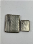 Vtg. Pair of Matching MS Rodenberg Co Art Deco SilverTone Golf Themed Cigarette & Match Safes