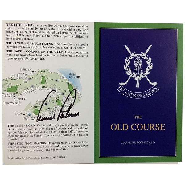 Arnold Palmer Signed St. Andrews Links The Old Course Souvenir Scorecard JSA ALOA