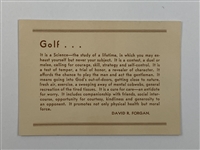 Horton Smith Signed Spalding Golf Development & Research Department Card - High Grade Example JSA ALOA