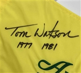 Tom Watson Signed Augusta National Golf Club Flag w/ Years Won JSA ALOA