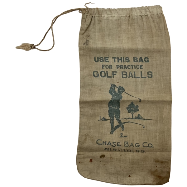 Vintage Chase Bag Co. Milwaukee Practice Golf Ball Burlap Bag